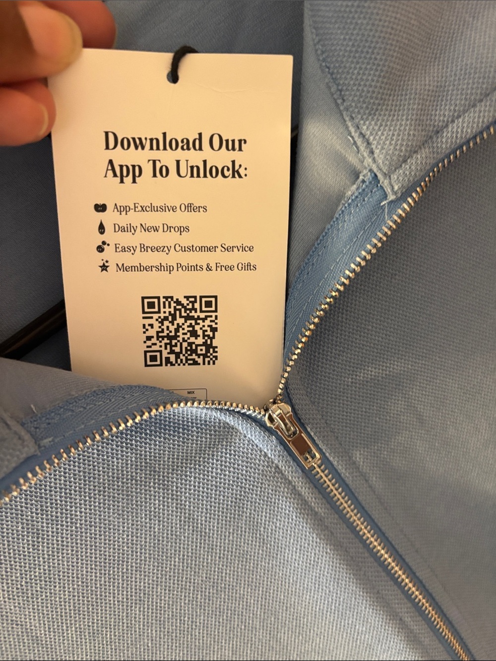 Cider Light Blue Mini Dress with Half-Zip Collar - Picture 5 of 5